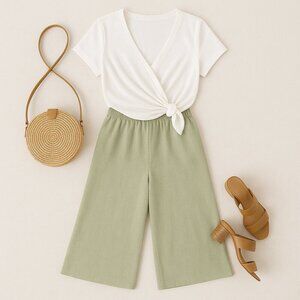 ALFRED DUNNER Green Elastic Waist Pants 